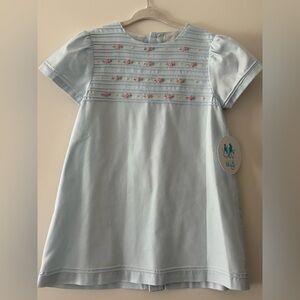 Luli & Me Light Blue Floral Embroidered Dress